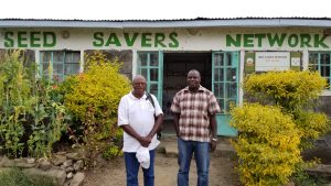 Seed Savers Director, Daniel Wanjama, with KCIC mentor, Tom Kore, in from of Seed Savers Network's office